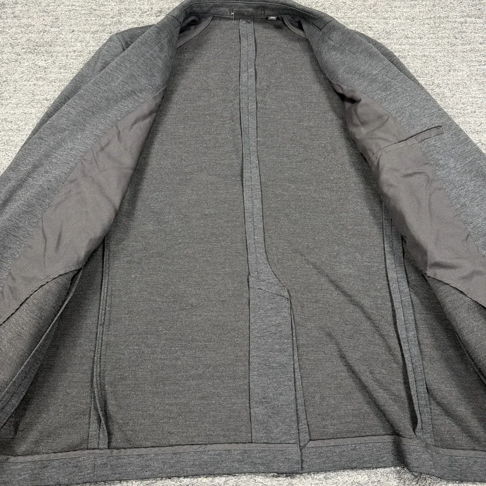 Uniqlo Jacket Men Medium Charcoal Gray Jersey Unstructured Blazer Sport Coat